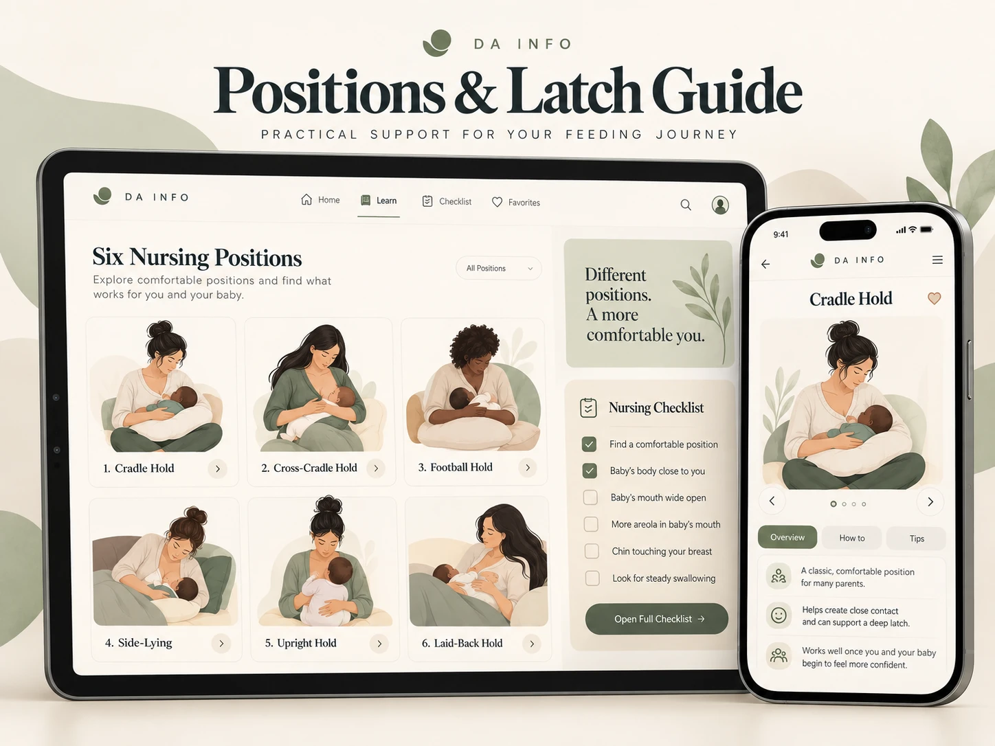 Positions & Latch Guide on phone and tablet